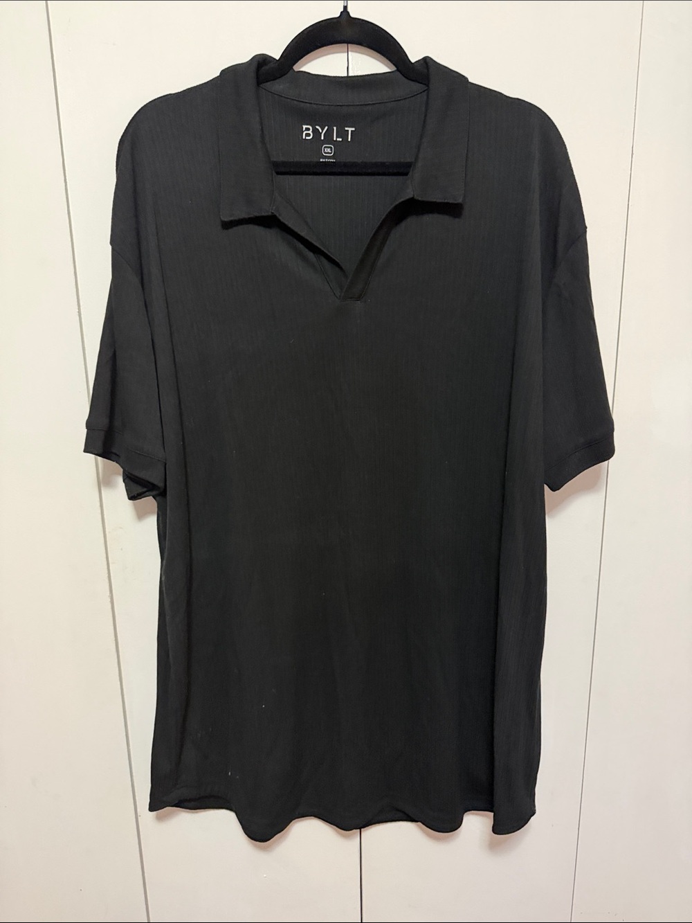 BYLT Basics Black Men's Polo with Open Collar